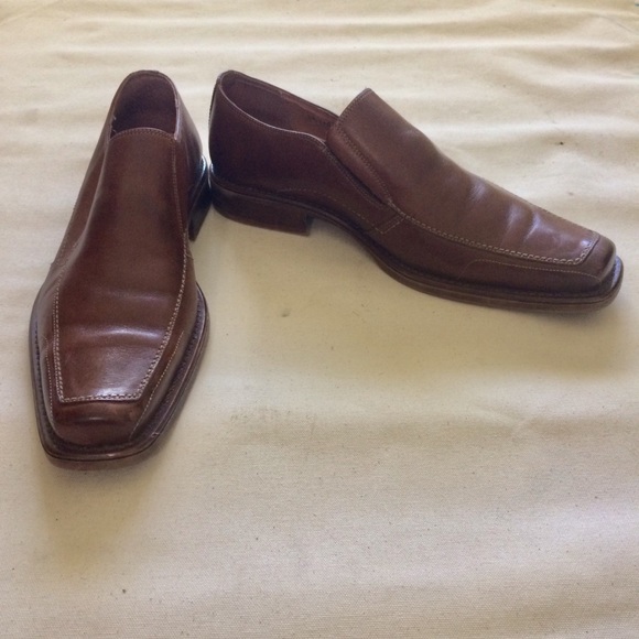 Cognac Color Slip On Leather Shoes - Picture 4 of 6